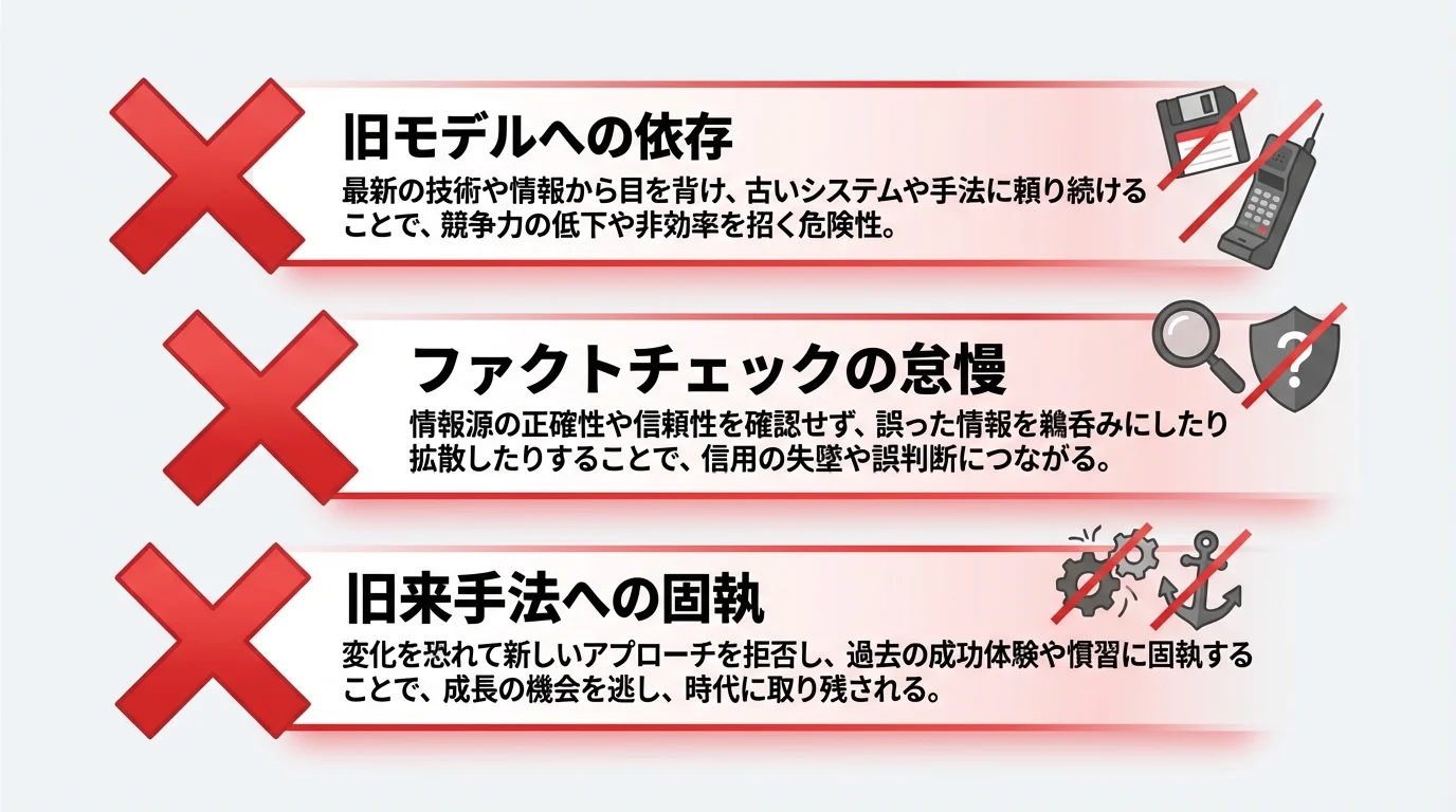 ChatGPTマーケティング活用でよくある3つの失敗例をまとめたインフォグラフィック