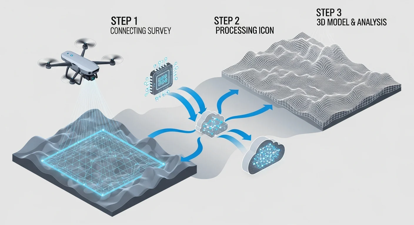 【3ステップで解説】ドローン測量からAIによる土量計算までの具体的な流れ